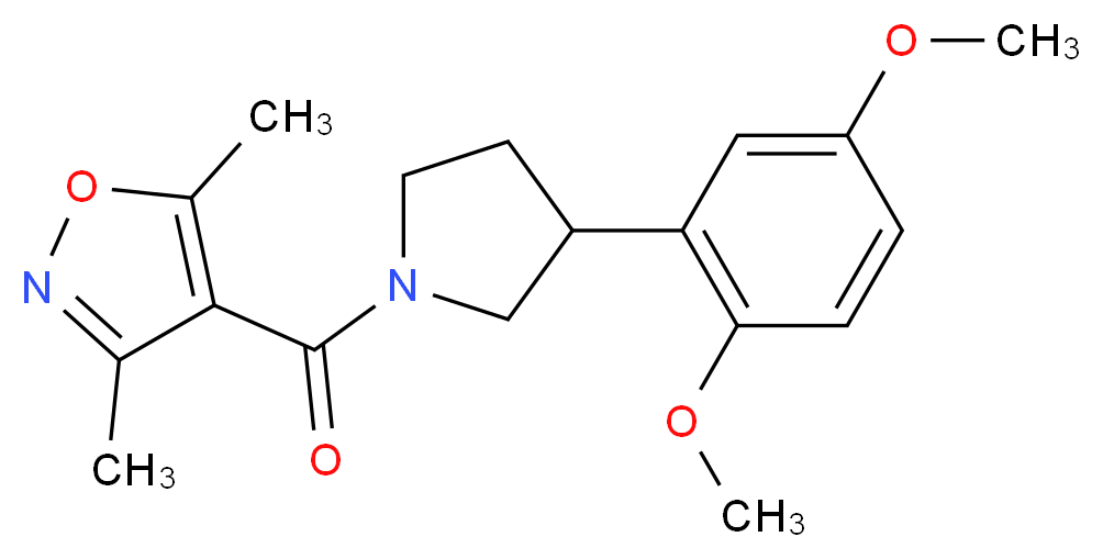4-{[3-(2,5-dimethoxyphenyl)-1-pyrrolidinyl]carbonyl}-3,5-dimethylisoxazole_分子结构_CAS_)