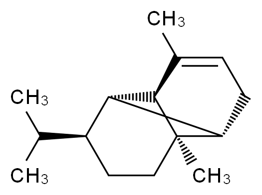 (1R,2S,6S,7S,8S)-1,3-dimethyl-8-(propan-2-yl)tricyclo[4.4.0.0<sup>2</sup>,<sup>7</sup>]dec-3-ene_分子结构_CAS_3856-25-5