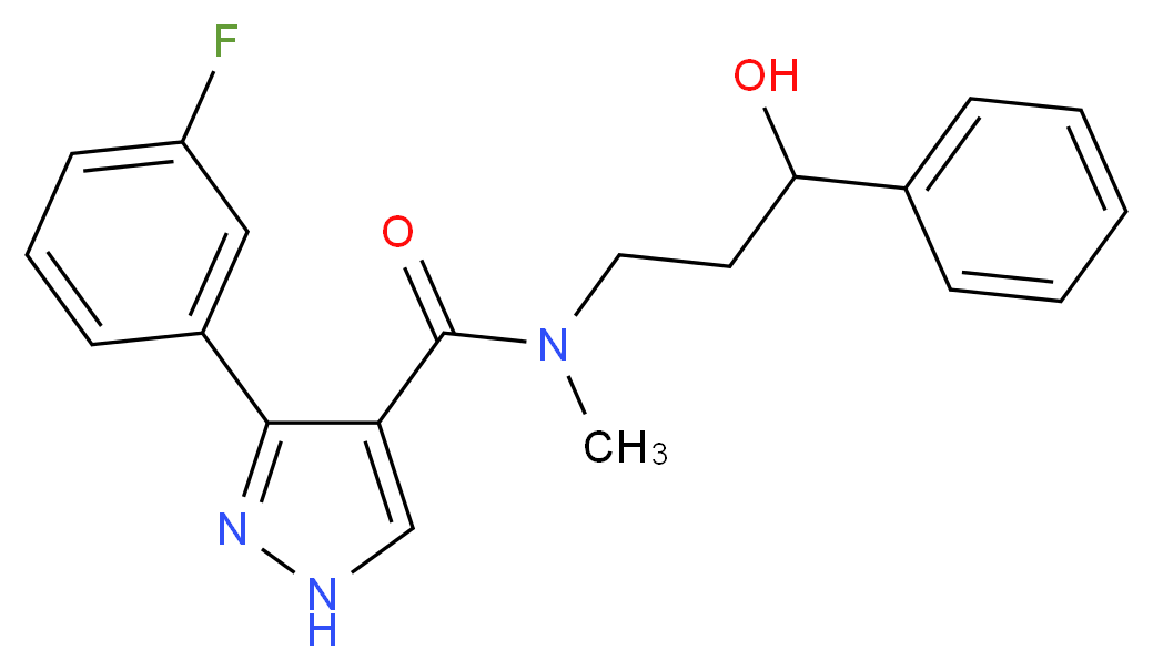 3-(3-fluorophenyl)-N-(3-hydroxy-3-phenylpropyl)-N-methyl-1H-pyrazole-4-carboxamide_分子结构_CAS_)