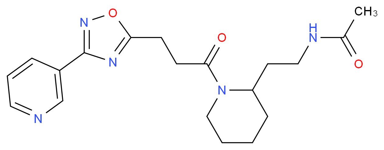 N-[2-(1-{3-[3-(3-pyridinyl)-1,2,4-oxadiazol-5-yl]propanoyl}-2-piperidinyl)ethyl]acetamide_分子结构_CAS_)