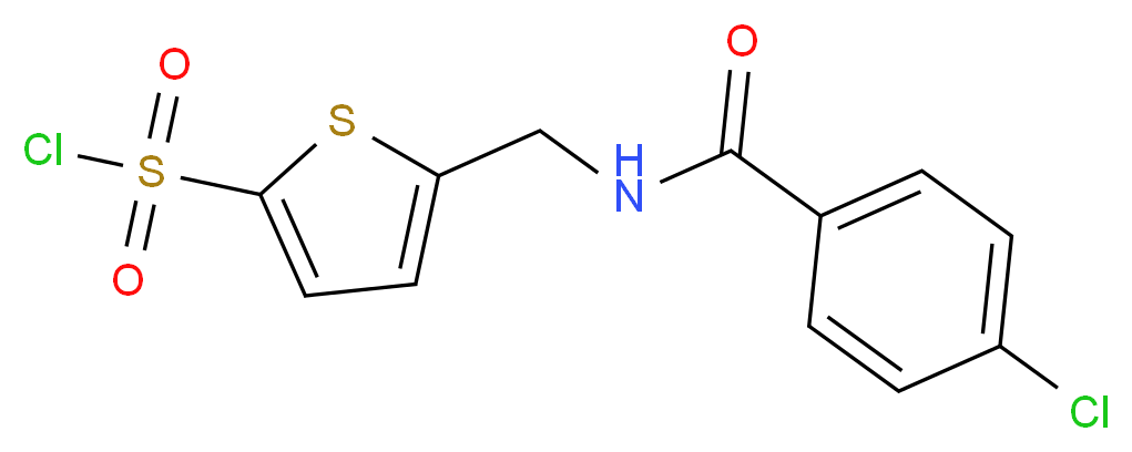 5-{[(4-Chlorobenzoyl)amino]methyl}thiophene-2-sulphonyl chloride_分子结构_CAS_166964-34-7)