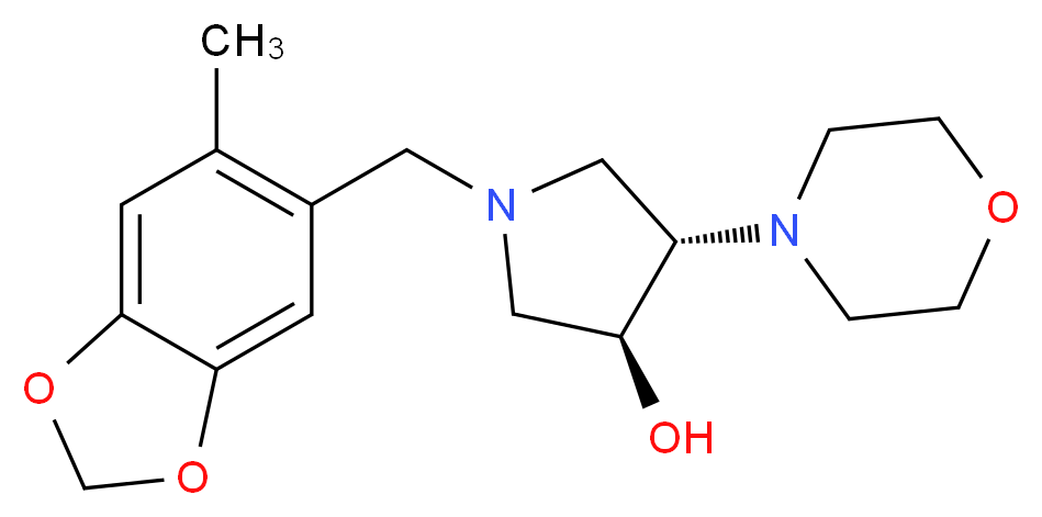 (3S*,4S*)-1-[(6-methyl-1,3-benzodioxol-5-yl)methyl]-4-(4-morpholinyl)-3-pyrrolidinol_分子结构_CAS_)