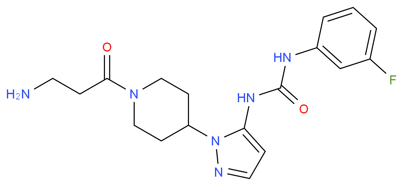 N-[1-(1-beta-alanylpiperidin-4-yl)-1H-pyrazol-5-yl]-N'-(3-fluorophenyl)urea_分子结构_CAS_)