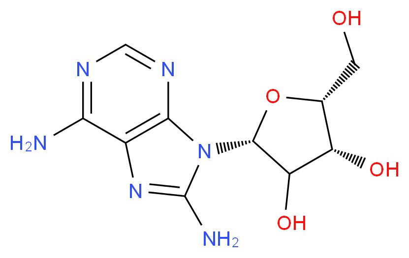 (2R,4R,5R)-2-(6,8-diamino-9H-purin-9-yl)-5-(hydroxymethyl)oxolane-3,4-diol_分子结构_CAS_3868-33-5