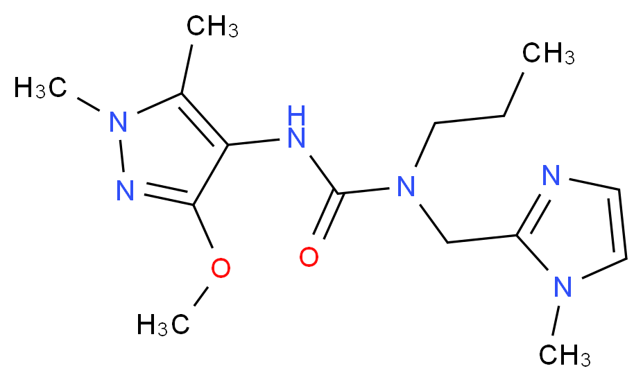 N'-(3-methoxy-1,5-dimethyl-1H-pyrazol-4-yl)-N-[(1-methyl-1H-imidazol-2-yl)methyl]-N-propylurea_分子结构_CAS_)