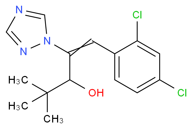 1-(2,4-dichlorophenyl)-4,4-dimethyl-2-(1H-1,2,4-triazol-1-yl)pent-1-en-3-ol_分子结构_CAS_70217-36-6