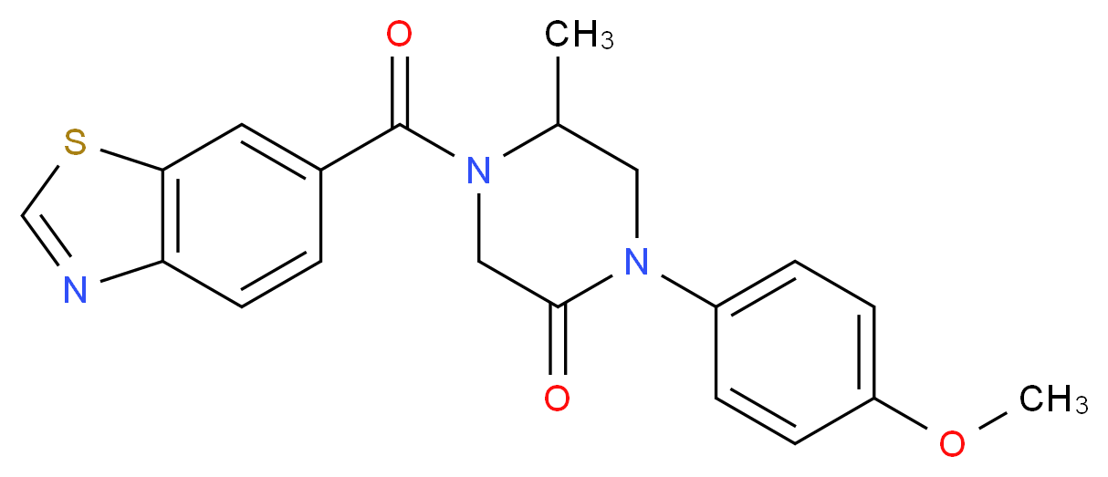 4-(1,3-benzothiazol-6-ylcarbonyl)-1-(4-methoxyphenyl)-5-methyl-2-piperazinone_分子结构_CAS_)