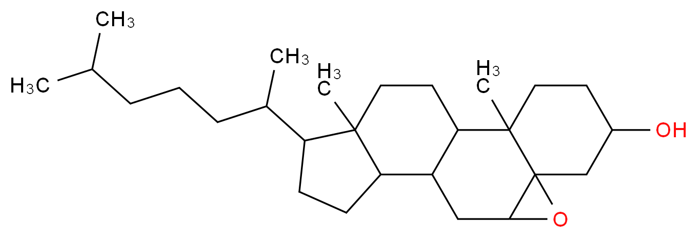 2,16-dimethyl-15-(6-methylheptan-2-yl)-8-oxapentacyclo[9.7.0.0<sup>2</sup>,<sup>7</sup>.0<sup>7</sup>,<sup>9</sup>.0<sup>1</sup><sup>2</sup>,<sup>1</sup><sup>6</sup>]octadecan-5-ol_分子结构_CAS_4025-59-6