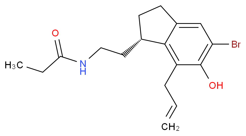 N-{2-[(1S)-5-bromo-6-hydroxy-7-(prop-2-en-1-yl)-2,3-dihydro-1H-inden-1-yl]ethyl}propanamide_分子结构_CAS_628279-02-7