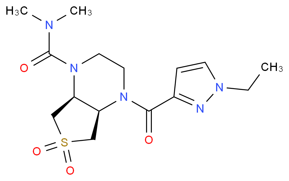 (4aR*,7aS*)-4-[(1-ethyl-1H-pyrazol-3-yl)carbonyl]-N,N-dimethylhexahydrothieno[3,4-b]pyrazine-1(2H)-carboxamide 6,6-dioxide_分子结构_CAS_)