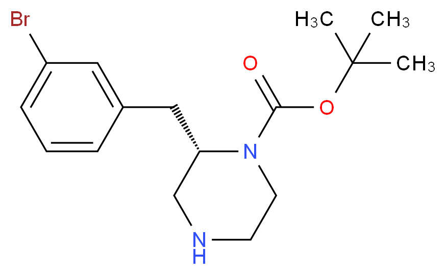 (S)-2-(3-BROMO-BENZYL)-PIPERAZINE-1-CARBOXYLIC ACID TERT-BUTYL ESTER_分子结构_CAS_)