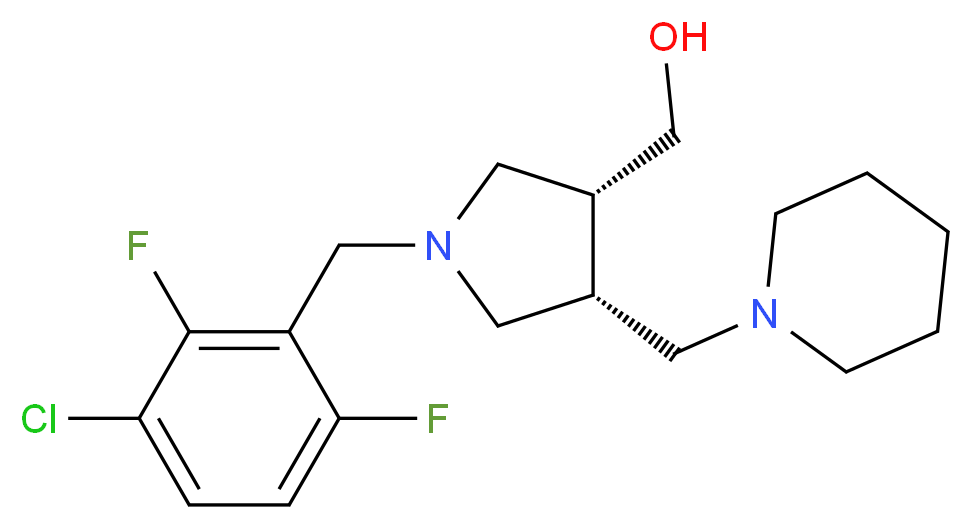 [(3R*,4R*)-1-(3-chloro-2,6-difluorobenzyl)-4-(piperidin-1-ylmethyl)pyrrolidin-3-yl]methanol_分子结构_CAS_)