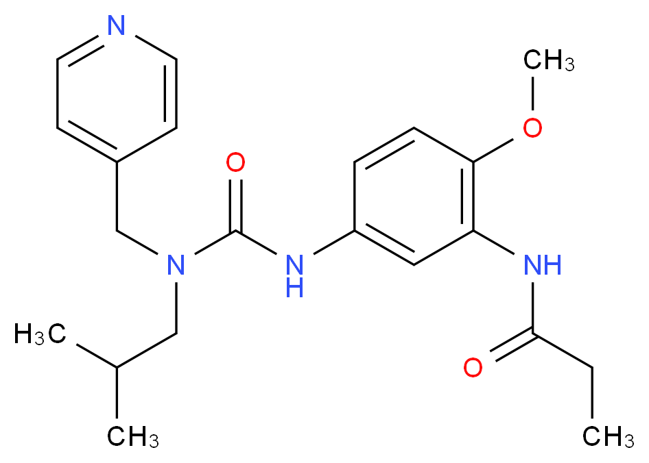 N-[5-({[isobutyl(pyridin-4-ylmethyl)amino]carbonyl}amino)-2-methoxyphenyl]propanamide_分子结构_CAS_)