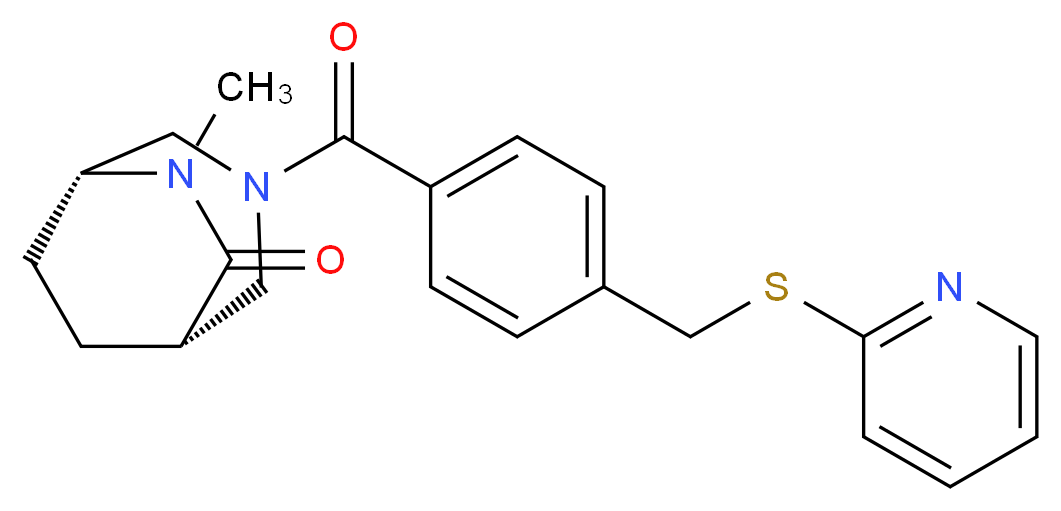 (1S*,5R*)-6-methyl-3-{4-[(pyridin-2-ylthio)methyl]benzoyl}-3,6-diazabicyclo[3.2.2]nonan-7-one_分子结构_CAS_)