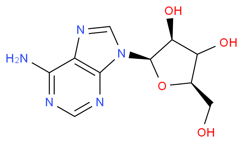 (2R,3S,5R)-2-(6-amino-9H-purin-9-yl)-5-(hydroxymethyl)oxolane-3,4-diol_分子结构_CAS_58-61-7