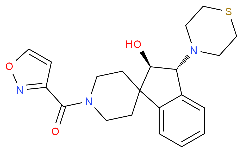 (2R*,3R*)-1'-(3-isoxazolylcarbonyl)-3-(4-thiomorpholinyl)-2,3-dihydrospiro[indene-1,4'-piperidin]-2-ol_分子结构_CAS_)