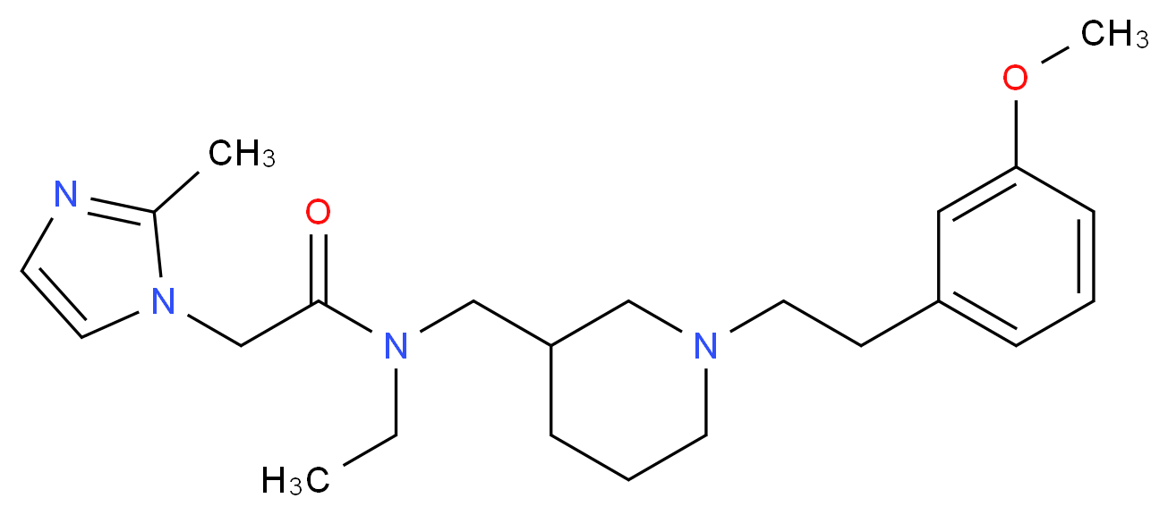 N-ethyl-N-({1-[2-(3-methoxyphenyl)ethyl]-3-piperidinyl}methyl)-2-(2-methyl-1H-imidazol-1-yl)acetamide_分子结构_CAS_)