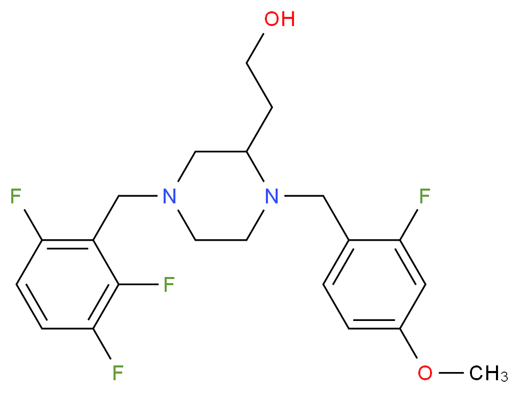 2-[1-(2-fluoro-4-methoxybenzyl)-4-(2,3,6-trifluorobenzyl)-2-piperazinyl]ethanol_分子结构_CAS_)