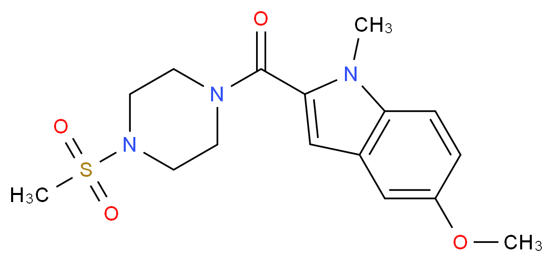 5-methoxy-1-methyl-2-{[4-(methylsulfonyl)-1-piperazinyl]carbonyl}-1H-indole_分子结构_CAS_)