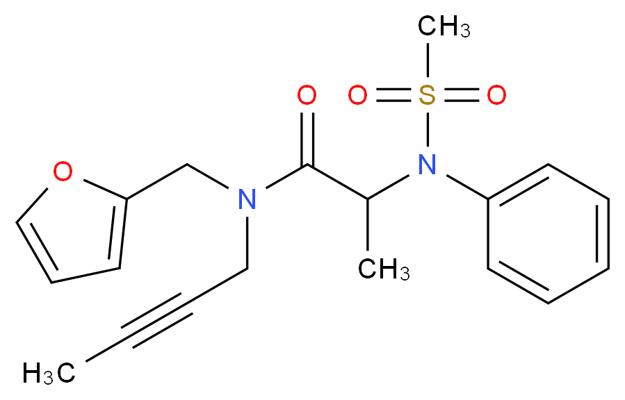 N-but-2-yn-1-yl-N-(2-furylmethyl)-2-[(methylsulfonyl)(phenyl)amino]propanamide_分子结构_CAS_)