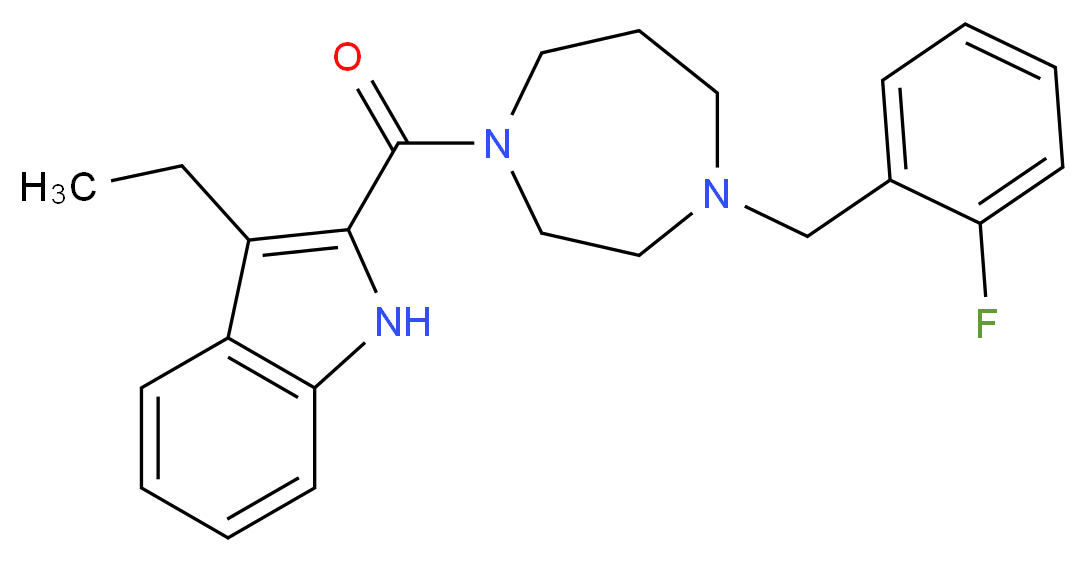3-ethyl-2-{[4-(2-fluorobenzyl)-1,4-diazepan-1-yl]carbonyl}-1H-indole_分子结构_CAS_)