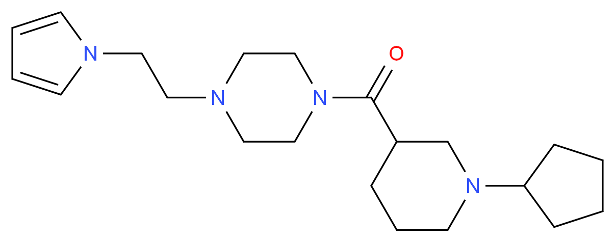 1-[(1-cyclopentyl-3-piperidinyl)carbonyl]-4-[2-(1H-pyrrol-1-yl)ethyl]piperazine_分子结构_CAS_)