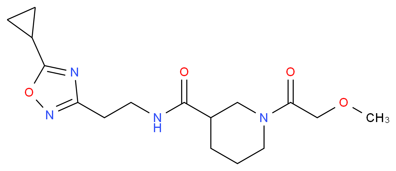 N-[2-(5-cyclopropyl-1,2,4-oxadiazol-3-yl)ethyl]-1-(methoxyacetyl)-3-piperidinecarboxamide_分子结构_CAS_)