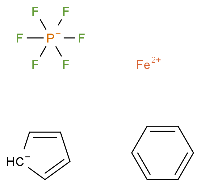 λ<sup>2</sup>-iron(2+) ion benzene cyclopenta-2,4-dien-1-ide hexafluoro-λ<sup>5</sup>-phosphanuide_分子结构_CAS_12176-31-7