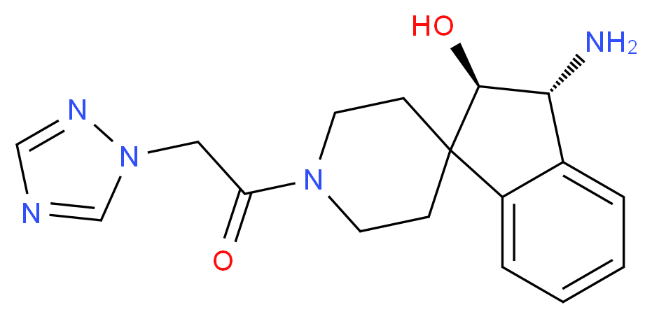 (2R*,3R*)-3-amino-1'-(1H-1,2,4-triazol-1-ylacetyl)-2,3-dihydrospiro[indene-1,4'-piperidin]-2-ol_分子结构_CAS_)