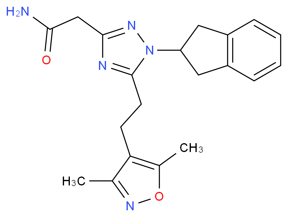 2-{1-(2,3-dihydro-1H-inden-2-yl)-5-[2-(3,5-dimethylisoxazol-4-yl)ethyl]-1H-1,2,4-triazol-3-yl}acetamide_分子结构_CAS_)
