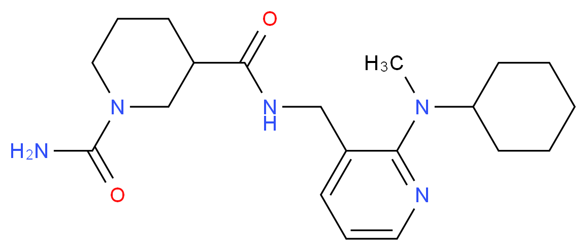 N~3~-({2-[cyclohexyl(methyl)amino]-3-pyridinyl}methyl)-1,3-piperidinedicarboxamide_分子结构_CAS_)