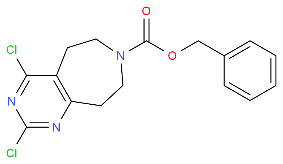 Benzyl 2,4-dichloro-8,9-dihydro-5H-pyrimido-[4,5-d]azepine-7(6H)-carboxylate_分子结构_CAS_1207362-38-6)