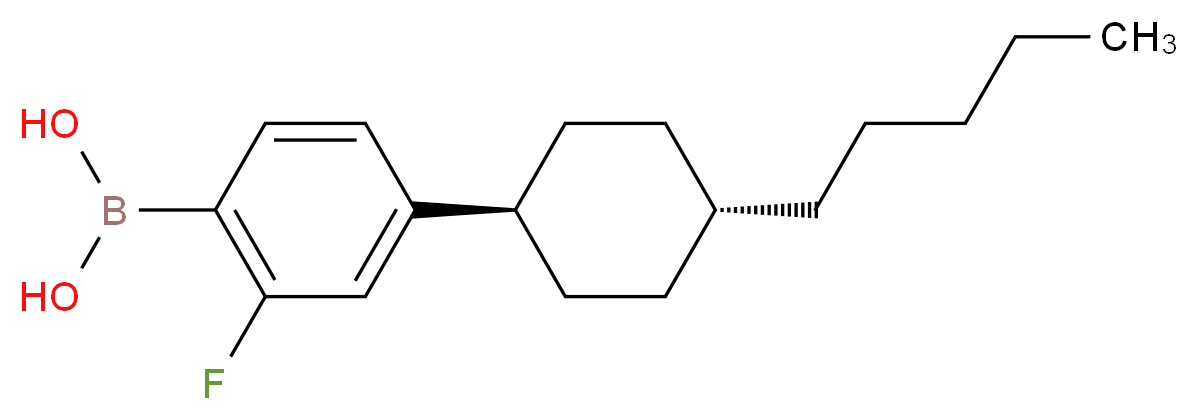 2-Fluoro-4-(trans-4-pentylcyclohexyl)phenylboronic acid_分子结构_CAS_163006-96-0)