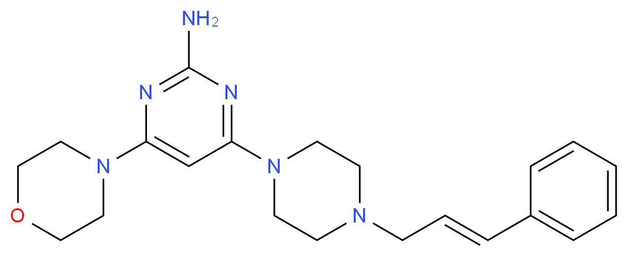 4-morpholin-4-yl-6-{4-[(2E)-3-phenylprop-2-en-1-yl]piperazin-1-yl}pyrimidin-2-amine_分子结构_CAS_)