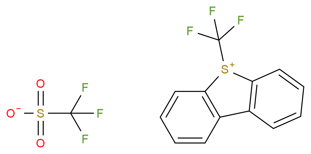 8-(trifluoromethyl)-8-thiatricyclo[7.4.0.0^{2,7}]trideca-1(9),2(7),3,5,10,12-hexaen-8-ium trifluoromethanesulfonate_分子结构_CAS_129946-88-9