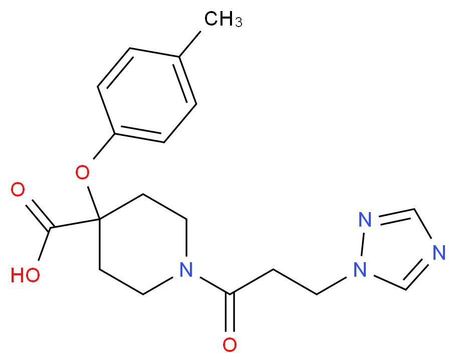 4-(4-methylphenoxy)-1-[3-(1H-1,2,4-triazol-1-yl)propanoyl]piperidine-4-carboxylic acid_分子结构_CAS_)