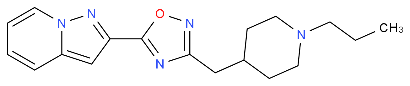 2-{3-[(1-propylpiperidin-4-yl)methyl]-1,2,4-oxadiazol-5-yl}pyrazolo[1,5-a]pyridine_分子结构_CAS_)