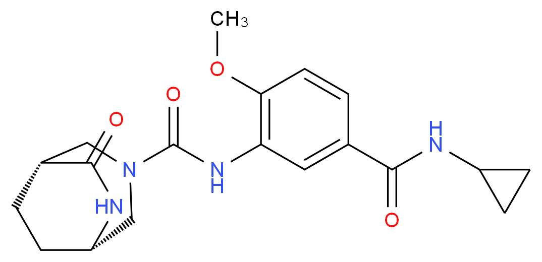 (1R*,5S*)-N-{5-[(cyclopropylamino)carbonyl]-2-methoxyphenyl}-7-oxo-3,6-diazabicyclo[3.2.2]nonane-3-carboxamide_分子结构_CAS_)