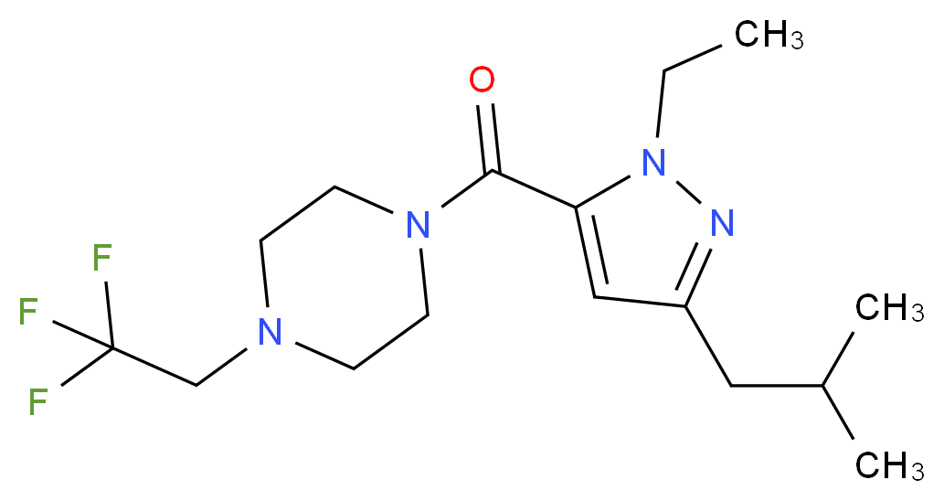 1-[(1-ethyl-3-isobutyl-1H-pyrazol-5-yl)carbonyl]-4-(2,2,2-trifluoroethyl)piperazine_分子结构_CAS_)