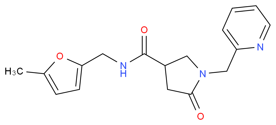 N-[(5-methyl-2-furyl)methyl]-5-oxo-1-(2-pyridinylmethyl)-3-pyrrolidinecarboxamide_分子结构_CAS_)