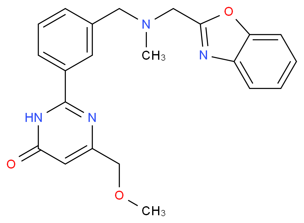 2-(3-{[(1,3-benzoxazol-2-ylmethyl)(methyl)amino]methyl}phenyl)-6-(methoxymethyl)-4(3H)-pyrimidinone_分子结构_CAS_)