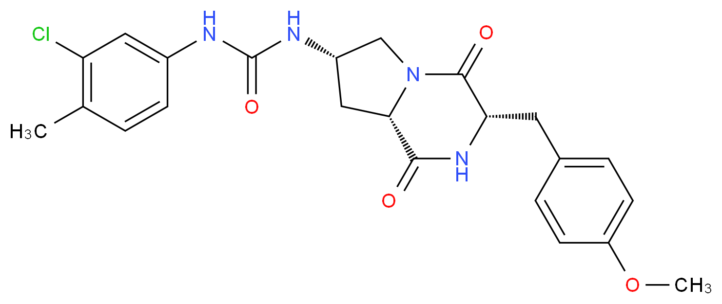 N-(3-chloro-4-methylphenyl)-N'-[(3S,7S,8aS)-3-(4-methoxybenzyl)-1,4-dioxooctahydropyrrolo[1,2-a]pyrazin-7-yl]urea_分子结构_CAS_)