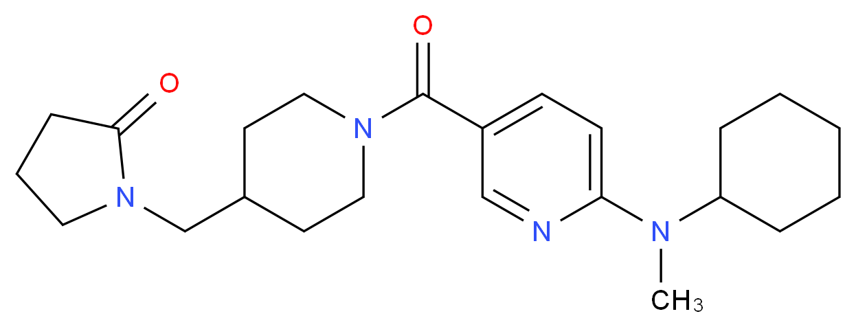 1-{[1-({6-[cyclohexyl(methyl)amino]-3-pyridinyl}carbonyl)-4-piperidinyl]methyl}-2-pyrrolidinone_分子结构_CAS_)