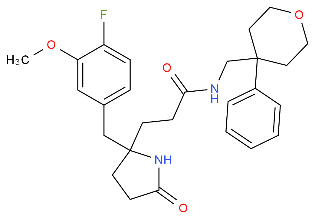 3-[2-(4-fluoro-3-methoxybenzyl)-5-oxo-2-pyrrolidinyl]-N-[(4-phenyltetrahydro-2H-pyran-4-yl)methyl]propanamide_分子结构_CAS_)