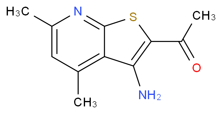 1-{3-amino-4,6-dimethylthieno[2,3-b]pyridin-2-yl}ethan-1-one_分子结构_CAS_52505-42-7