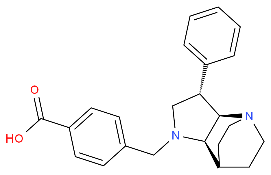 4-{[(2R*,3S*,6R*)-3-phenyl-1,5-diazatricyclo[5.2.2.0~2,6~]undec-5-yl]methyl}benzoic acid_分子结构_CAS_)
