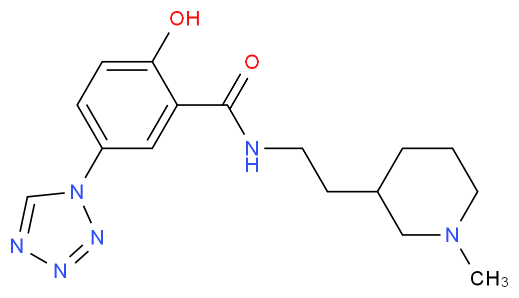 2-hydroxy-N-[2-(1-methylpiperidin-3-yl)ethyl]-5-(1H-tetrazol-1-yl)benzamide_分子结构_CAS_)