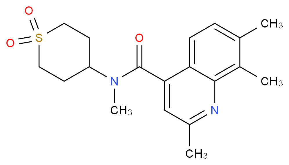 N-(1,1-dioxidotetrahydro-2H-thiopyran-4-yl)-N,2,7,8-tetramethyl-4-quinolinecarboxamide_分子结构_CAS_)