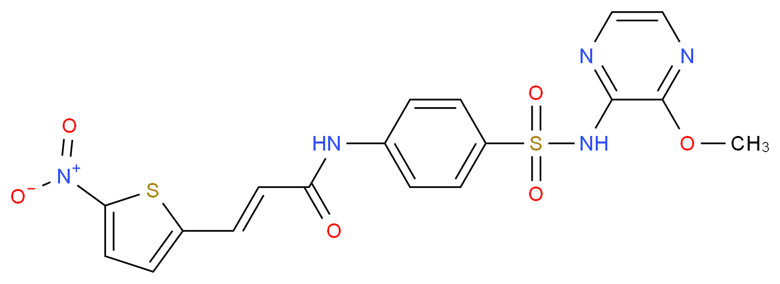 (2E)-N-{4-[(3-methoxypyrazin-2-yl)sulfamoyl]phenyl}-3-(5-nitrothiophen-2-yl)prop-2-enamide_分子结构_CAS_432531-71-0