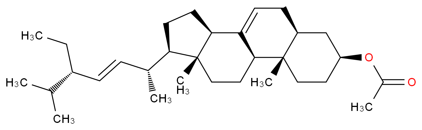 (1R,2S,5S,7S,11R,14R,15R)-14-[(2R,3E,5S)-5-ethyl-6-methylhept-3-en-2-yl]-2,15-dimethyltetracyclo[8.7.0.0<sup>2</sup>,<sup>7</sup>.0<sup>1</sup><sup>1</sup>,<sup>1</sup><sup>5</sup>]heptadec-9-en-5-yl acetate_分子结构_CAS_4651-46-1